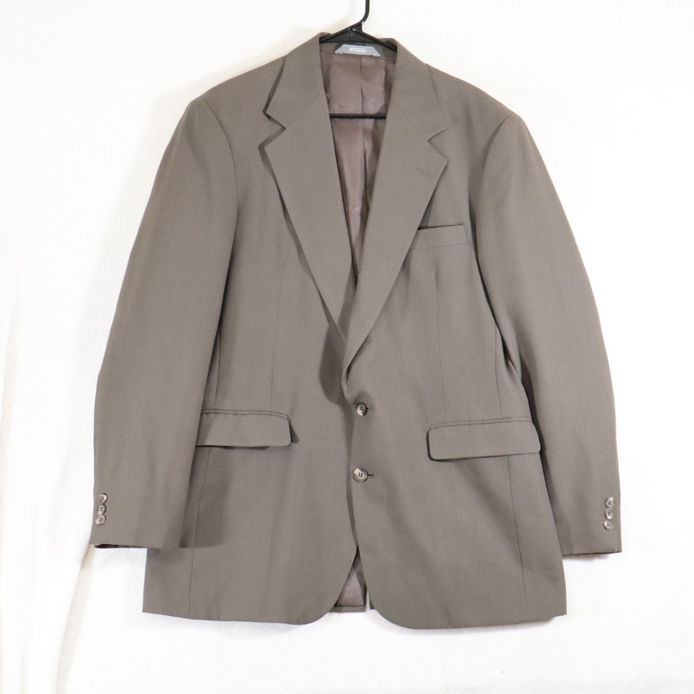 Vintage Reed St. James Mens 42L Brown Taupe 2 Piece Suit Notch Lapel Two Button